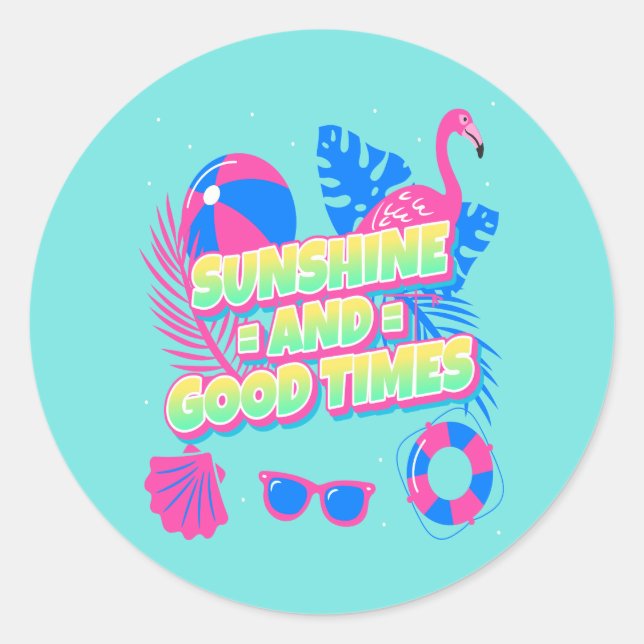 Tropical Summer Fun Vibes Runder Aufkleber (Vorderseite)