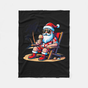 Tropical Summer Funny Hawaiian Santa Claus Christm Fleecedecke