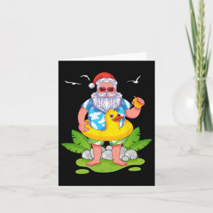 Tropical Summer Funny Hawaiian Santa Claus Christm Karte