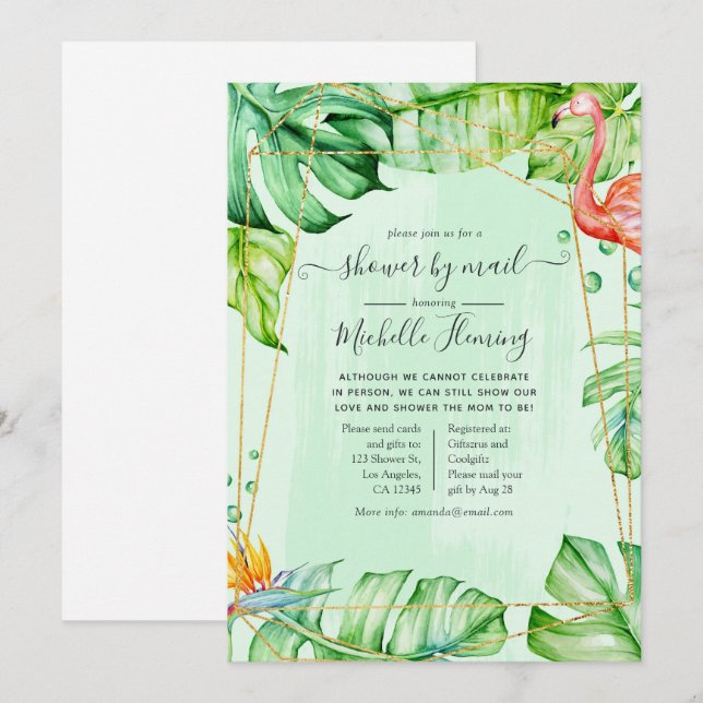Tropical Summer Geometric Baby Showdusche nach Mai Einladung (Vorne/Hinten)