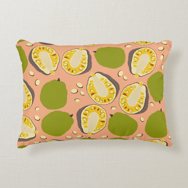 Tropical Summer Jackfruits Pattern - Exotic Frucht Dekokissen (Vorderseite)