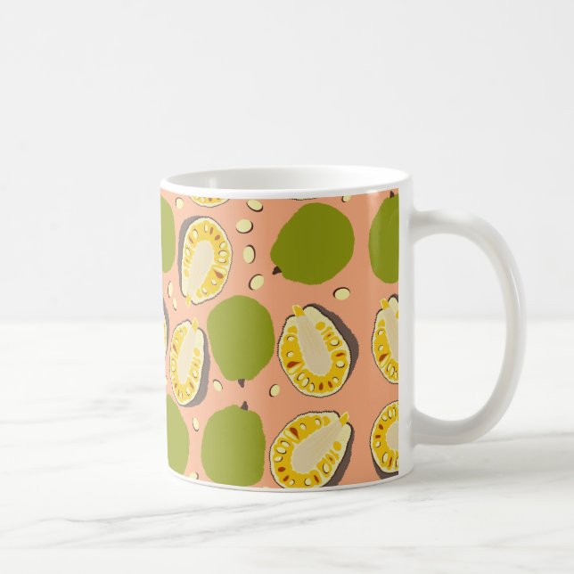 Tropical Summer Jackfruits Pattern - Exotic Frucht Kaffeetasse (Rechts)