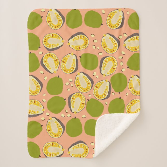 Tropical Summer Jackfruits Pattern - Exotic Frucht Sherpadecke (Vorderseite)