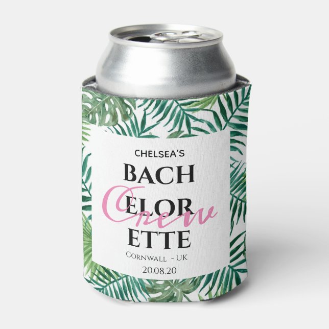 Tropical Summer Leaf Bachelorette Crew Party Dosenkühler (Kanne Vorderseite)