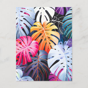 Tropical Summer Monstera Blätter Ankündigungspostkarte