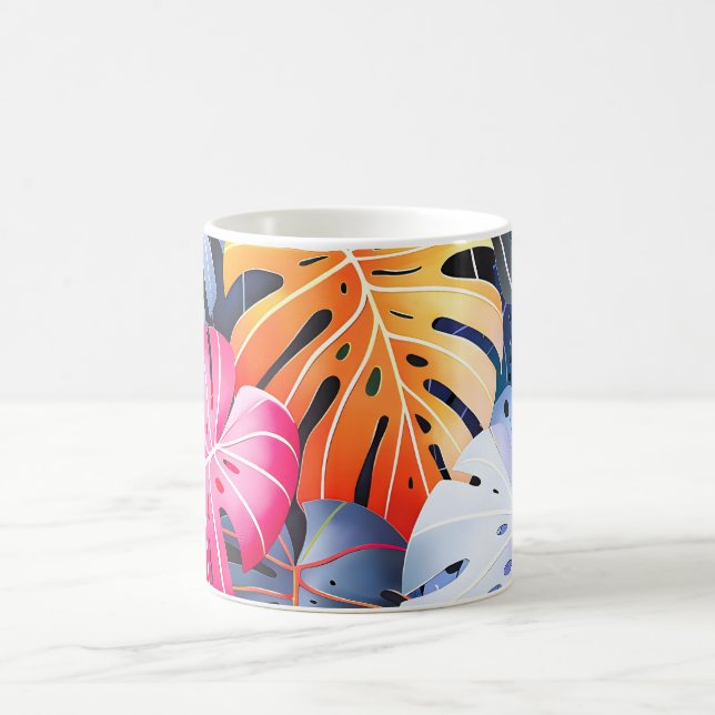Tropical Summer Monstera Blätter Kaffeetasse (Mittel)
