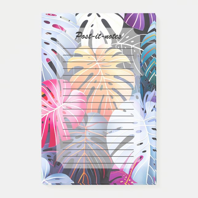Tropical Summer Monstera Blätter Post-it Klebezettel (Vorderseite)