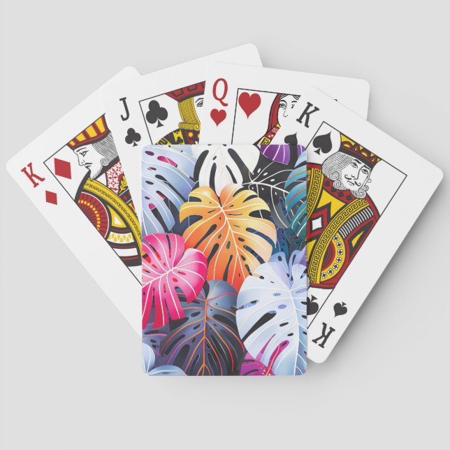 Tropical Summer Monstera Blätter Spielkarten (Rückseite)