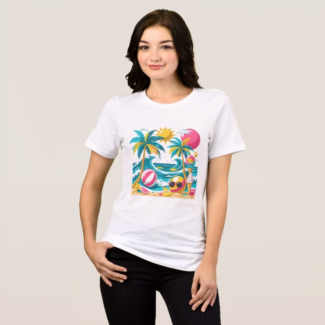 Tropical Summer Mood – Fun & Bright T-Shirt Design Tri-Blend Shirt (Vorderseite voll)