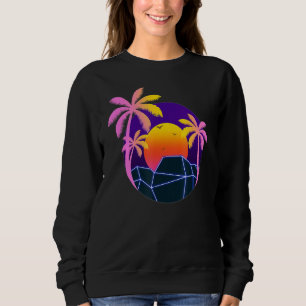 Tropical Summer Palm Trees Sunset Beach 90er Art V Sweatshirt
