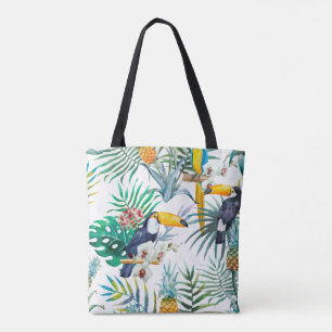 Tropical summer Pineapple Parrot Bird watercolor Tasche
