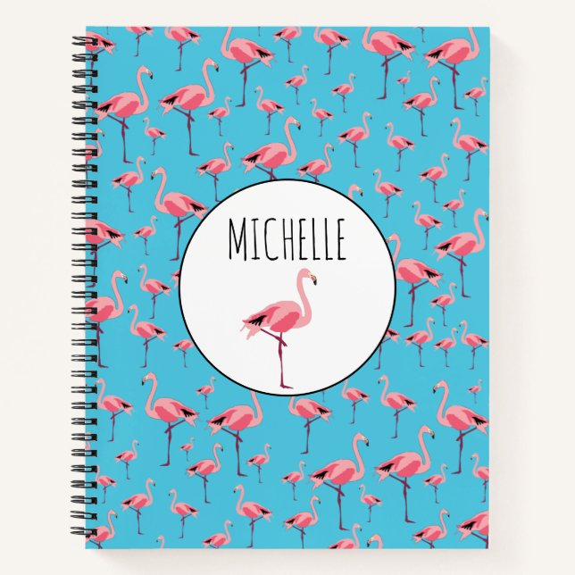 Tropical Summer Pink Flamingo Muster Notebook Notizbuch (Vorderseite)