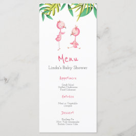 Tropical Summer Pink Flamingos Twins Baby Dusche m Menükarte