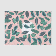 Tropical Summer Pink Green Blätter Sunset Pattern