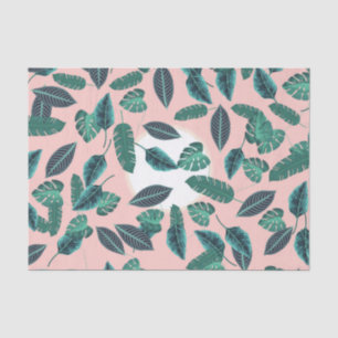 Tropical Summer Pink Green Blätter Sunset Pattern Seidenpapier