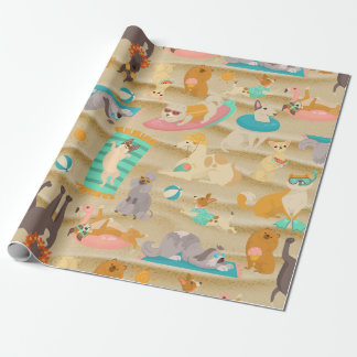 tropical summer sandy beach dogs cute geschenkpapier