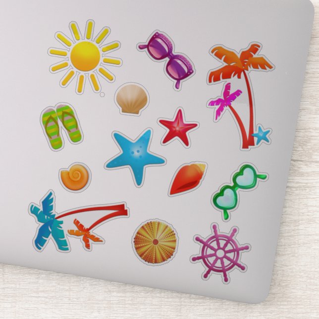 Tropical Summer Scrapbook Gastgeschenk geformt Aufkleber (Detail)