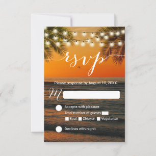 Tropical Summer Sunset Beach Hochzeit UAWG RSVP Karte