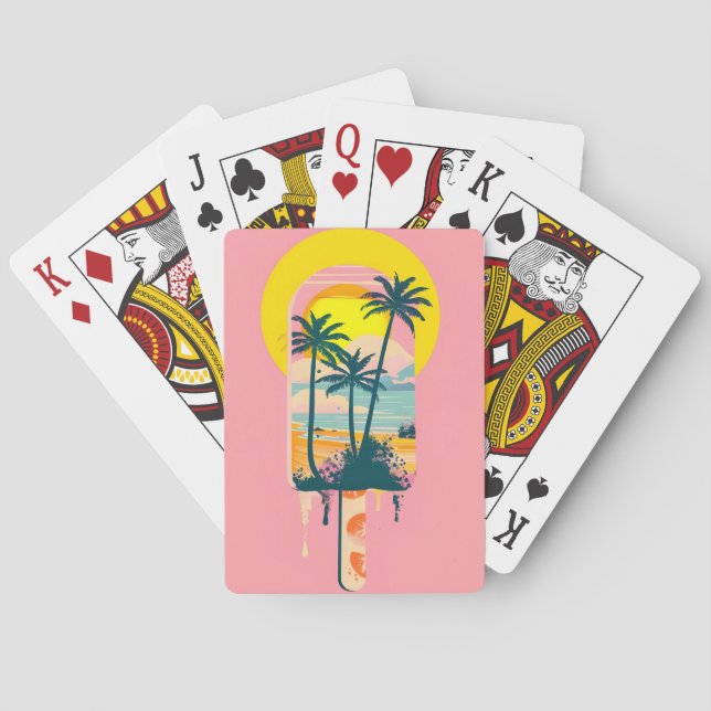 Tropical Summer Sunset Süßigkeiten Paradies Spielkarten (Rückseite)