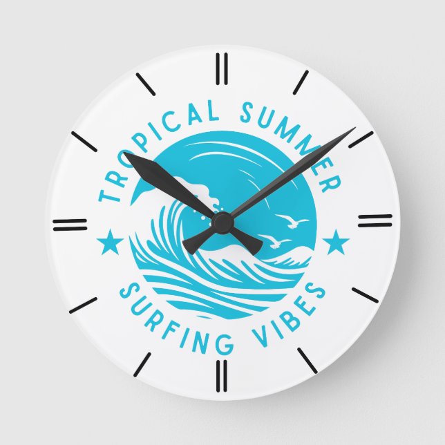 Tropical Summer Surfing Vibes Horloge murale - Rid (Recto)
