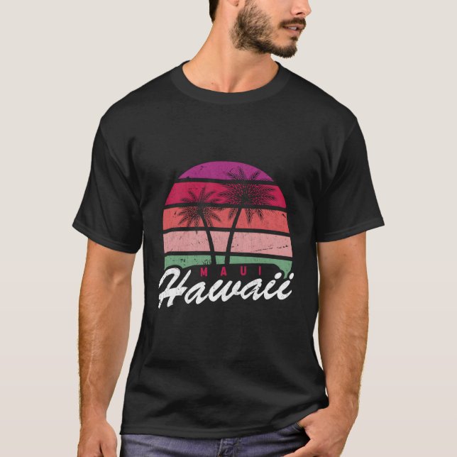 Tropical Summer Vacation Palm Trees Maui Hawaii T-Shirt (Vorderseite)