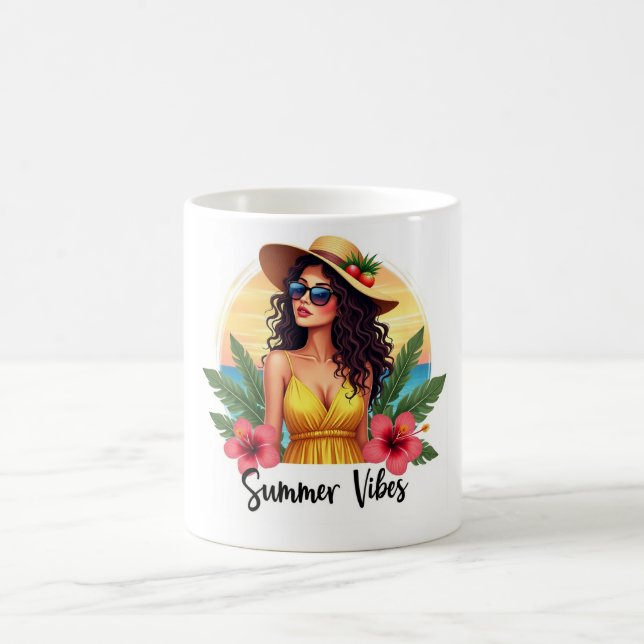 Tropical Summer Vibes Mode Mädchen Tasse (Mittel)