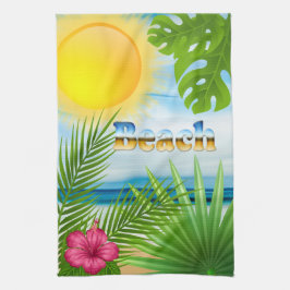 Tropical Sunrise Beach Paradies Geschirrtuch