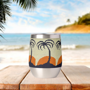 Tropical Sunrise Palmiers Artisan Crochet Imprimer