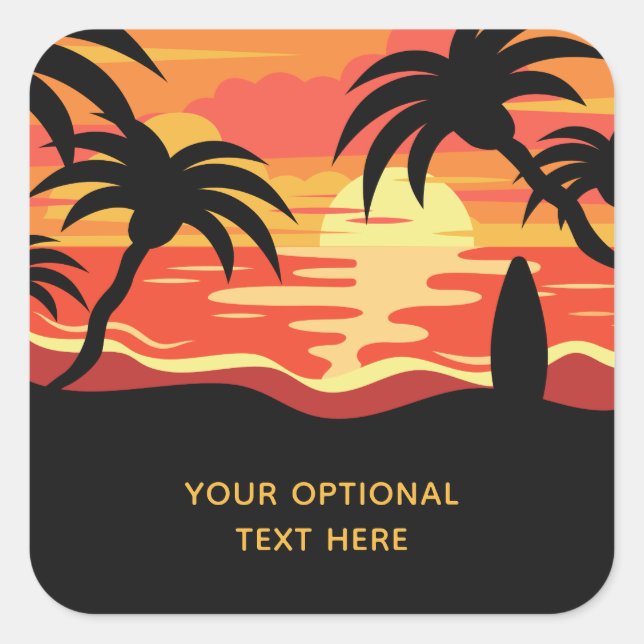 Tropical Sunset autocollants de texte personnalisé (Devant)