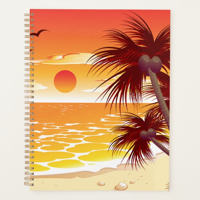 Tropical Sunset Beach Palm Tree Island Planer (Vorderseite)