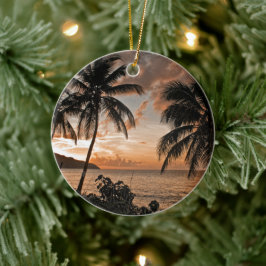 Tropical Sunset Beach Palmen Keramikornament