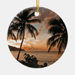 Tropical Sunset Beach Palmen Keramikornament