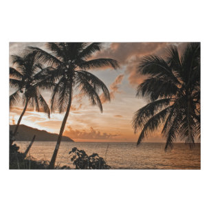 Tropical Sunset Beach Palmen Künstlicher Leinwanddruck