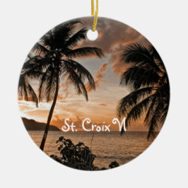 Tropical Sunset Beach Palms St. Croix USVI Keramik Ornament