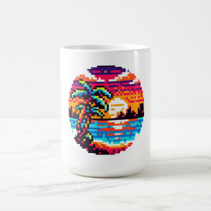 Tropical Sunset Beach Relaxing Pixel Art Paradies Kaffeetasse