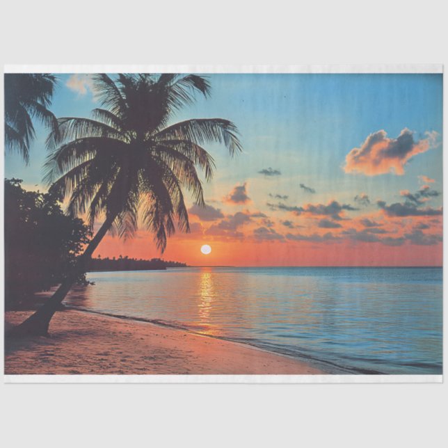 Tropical Sunset Beach Szene Decoupage Seidenpapier (Vorderseite)