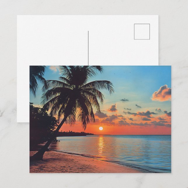 Tropical Sunset Beach Szene Postkarte (Vorne/Hinten)