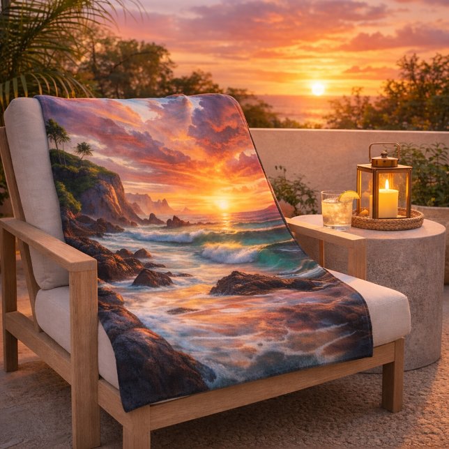 Tropical Sunset Cliffs - Lebhaftes Küstenparadies Sherpadecke (Von Creator hochgeladen)
