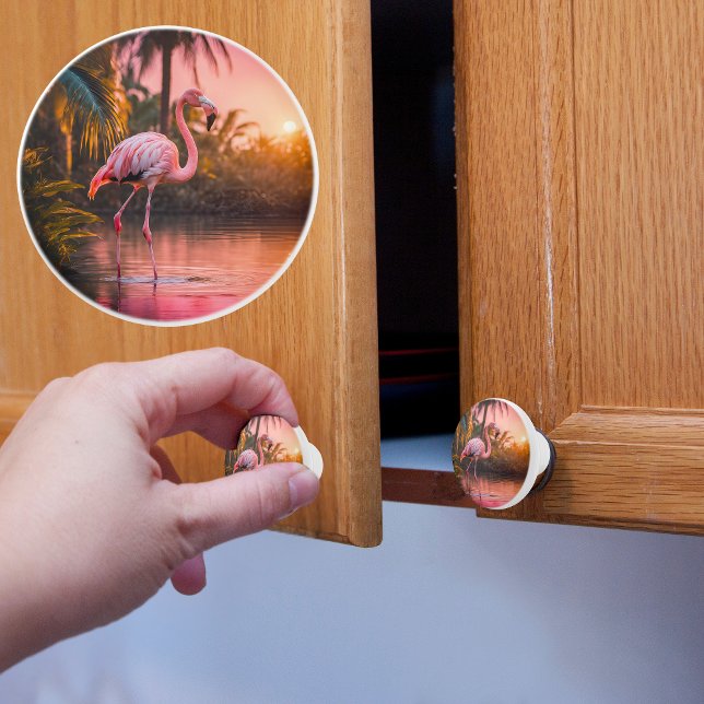 Tropical Sunset Flamingo Keramikknauf (Von Creator hochgeladen)