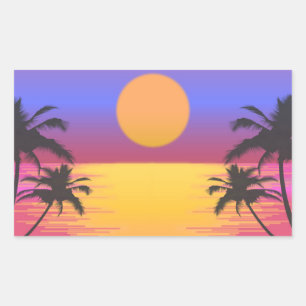 Tropical Sunset Graphic Rechteckiger Aufkleber