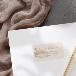 Tropical Sunset Island Beach Watercolor Wedding Adressaufkleber