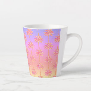 Tropical Sunset Island Girl Pink Palm Tree Milchtasse