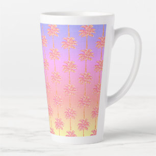 Tropical Sunset Island Girl Pink Palm Tree Milchtasse