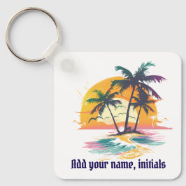 Tropical Sunset Keyring - Beach Vibes & Palmen Schlüsselanhänger