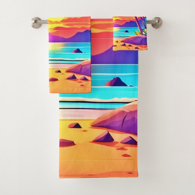 Tropical Sunset Oasis Badhandtuch Set (Insitu)