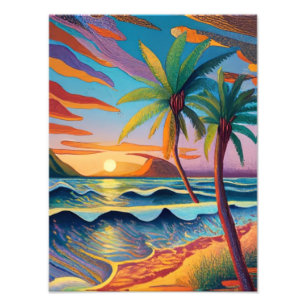 Tropical Sunset Oasis Fotodruck