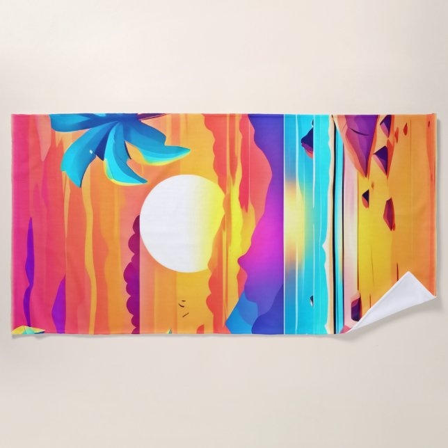 Tropical Sunset Oasis Strandtuch (Vorderseite)