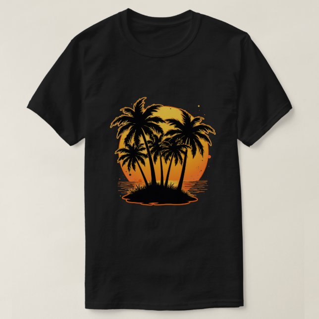 Tropical Sunset Oasis T-Shirt (Design vorne)