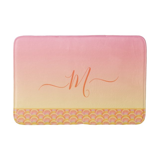 Tropical Sunset Ombre Seashell Muschel Elegant Badematte (Vorderseite)