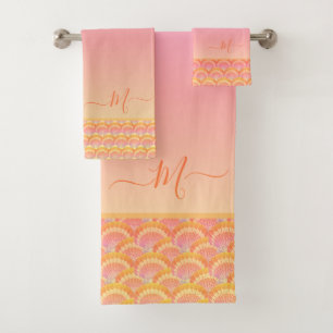 Tropical Sunset Ombre Seashell Muschel Elegantes B Badhandtuch Set